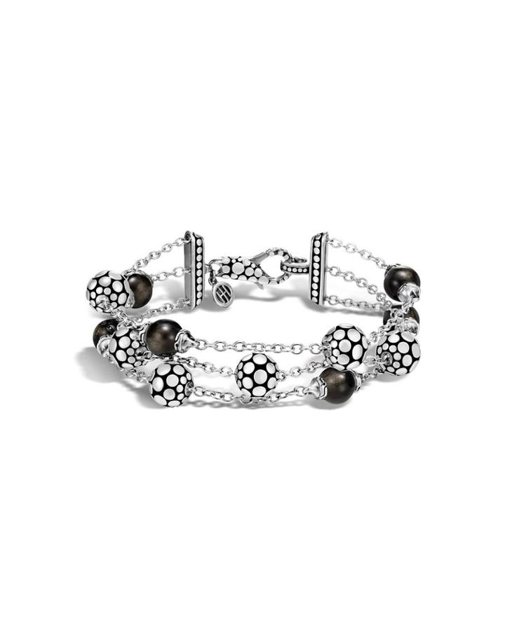 Dot Three-row Obsidian Bracelet,
