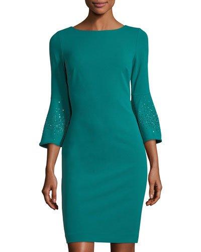 Rhinestone Bell-sleeve Dress