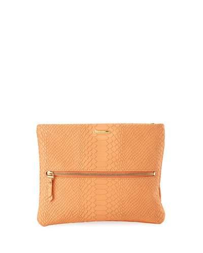 Snake-embossed Crossbody Clutch Bag, Orange