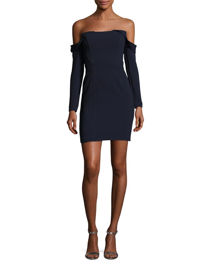 Munroe Ponte Off-the-shoulder Mini Cocktail Dress, Dark Blue