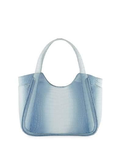 Medium Dipped Crocodile Shoulder Tote Bag, Blue F9