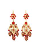 Cloisonne Chandelier Earrings, Red