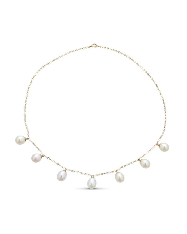 Casual Chic 14k 7-pearl Dangle Chain Necklace