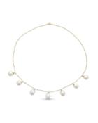 Casual Chic 14k 7-pearl Dangle Chain Necklace