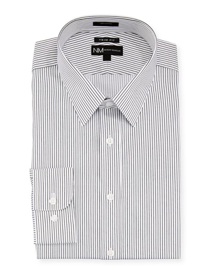Men's Trim-fit Twill Stripe Dress