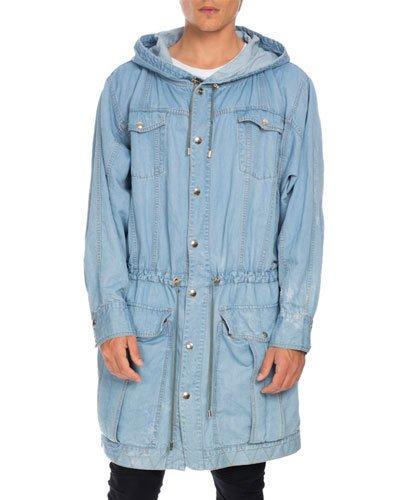 Distressed Long Denim Parka,
