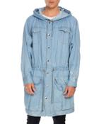 Distressed Long Denim Parka,