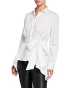 Long Poplin Shirt W/ Waist-tie
