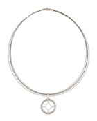 Spring Coil Cable & Diamond Pendant Necklace, Gray