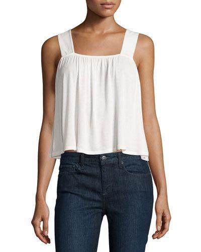 Sleeveless Knit Crop Top, Whisper White