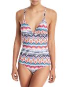 Mixed-print Strappy-back One-piece