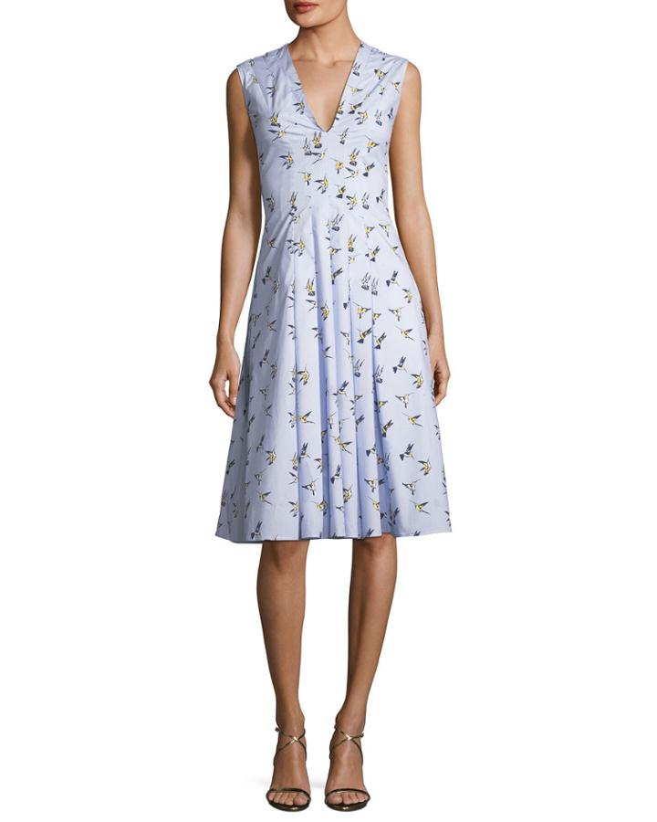 V-neck Sleeveless Bird-print