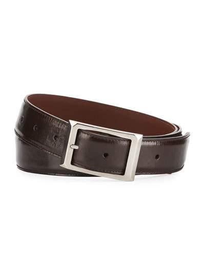 Classic Squared Buckle Belt, Dark Brown