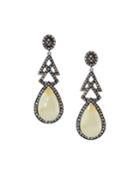 Yellow Sapphire Teardrop Earrings W/ Diamonds
