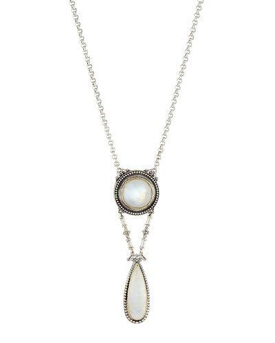 Erato Large Labradorite Doublet 2-drop Pendant Necklace