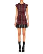 Cap-sleeve Tweed Short Dress With