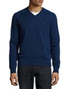 Penguin Long-sleeve V-neck Sweater, Medieval Blue, Men's, Size: Large,
