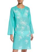 Estrella Long-sleeve Cotton Voile Tunic W/ Beaded Embroidery