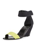 Neon Denim & Leather Wedge