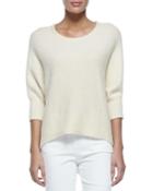 Dolman-sleeve Crewneck Sweater, Vanilla