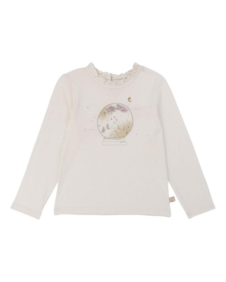 Girls' Snowglobe Long-sleeve Top W/ Ruffle Collar,