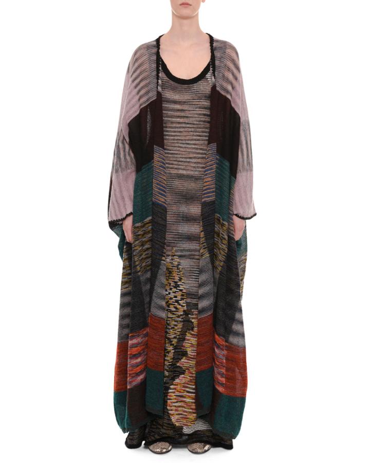 Open-front Patchwork Mohair-alpaca Cardigan