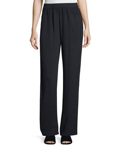 Mixed-media Wide-leg Pants, Blue