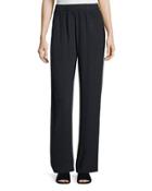 Mixed-media Wide-leg Pants, Blue