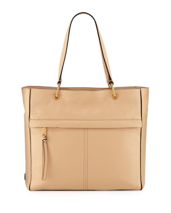 Kathlyn Leather Zip-top Work Tote Bag, Nude