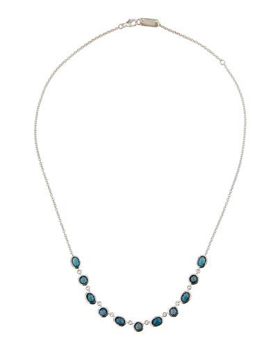 Silver Rock Candy Multi-shape Stone Necklace In London Blue Topaz