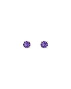 Round Crystal Stud Earrings, Purple