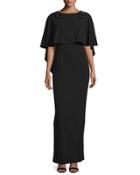 Sydney Column Gown With Cape, Black