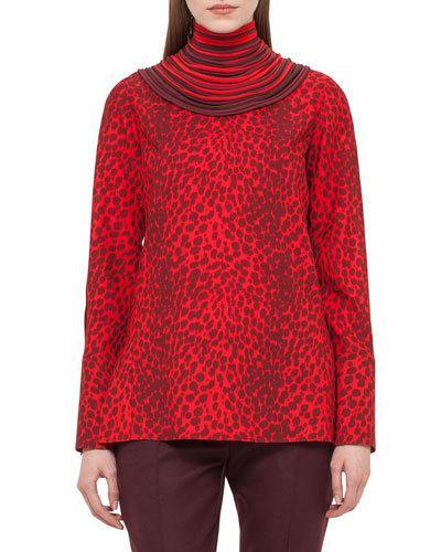 Massai-collar Cheetah-print Blouse,
