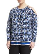 Cold-shoulder Chain-neck Blouse,
