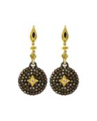 Old World Midnight Small Shield Earrings With Champagne Diamonds