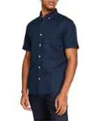 Men's Short-sleevetextured Check Button-down