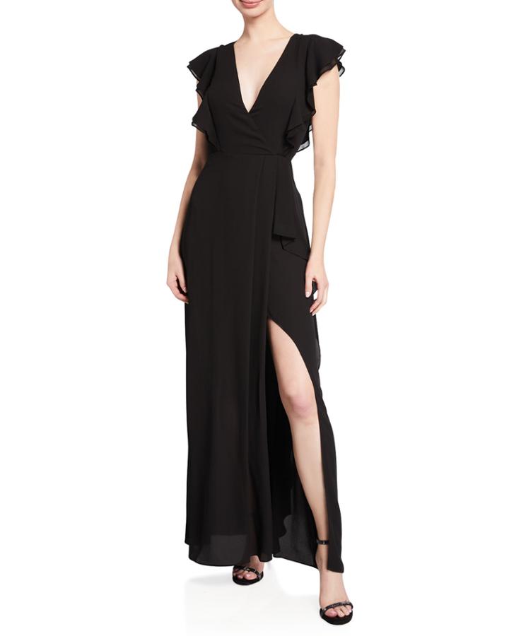 Asymmetric V-neck Ruffle