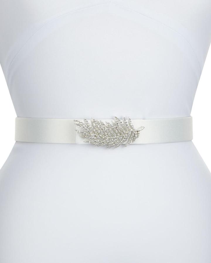 Lolette Satin Crystal Belt, Ivory