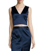 Iliana Sleeveless Satin Crop Top, Royla