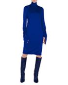 Mock-neck Draped-sleeve A-line Cashmere-silk Jersey Dress