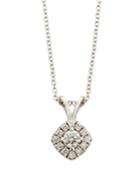 18k White Gold Diamond Cushion Pendant Necklace