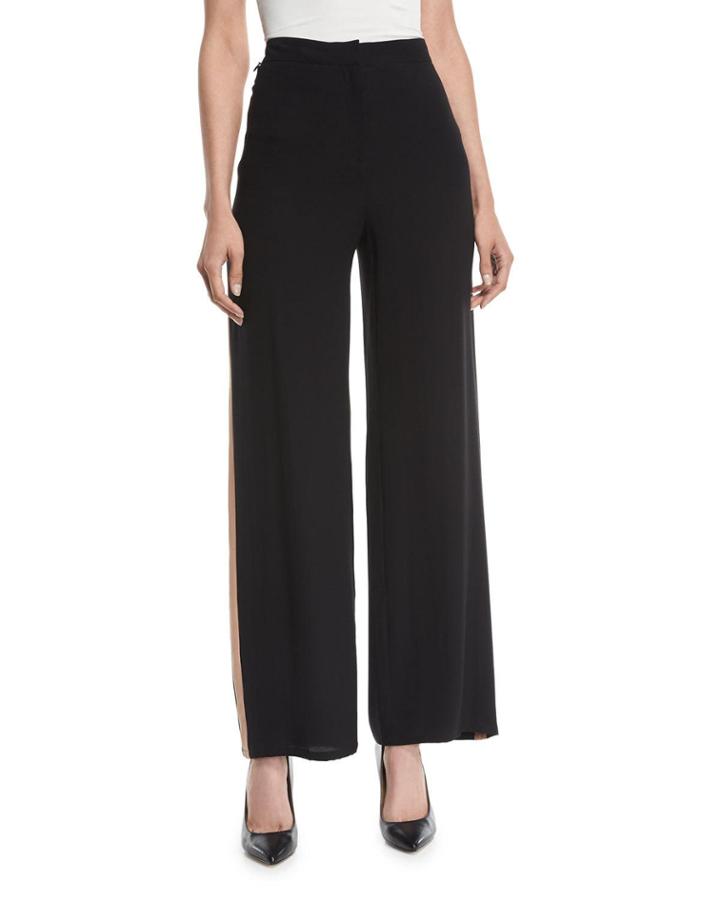 Side-striped Silk Crepe Pants
