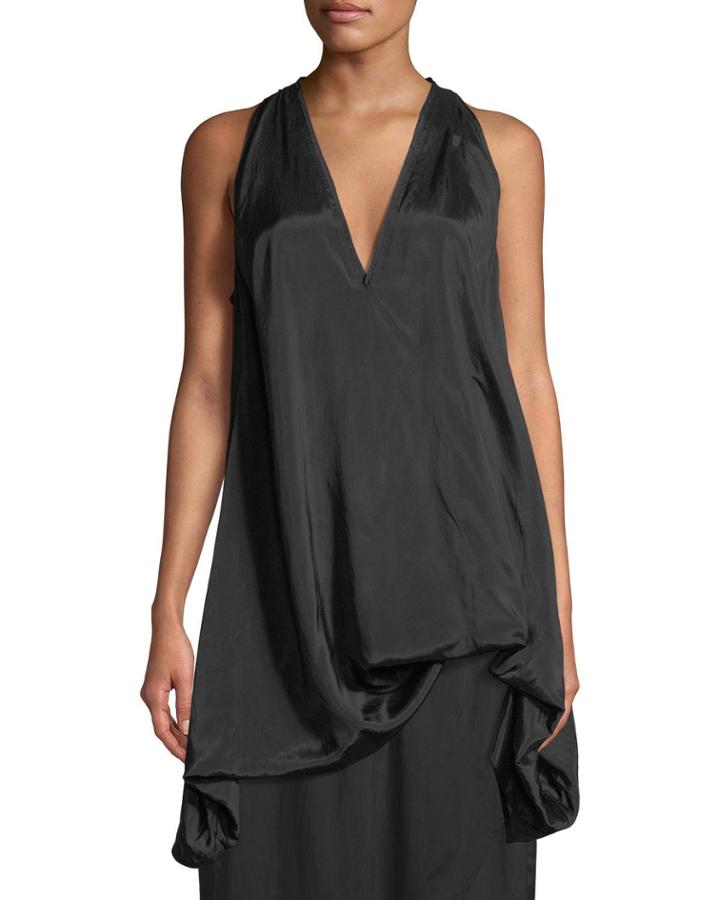 V-neck Sleeveless Satin Parachute Top