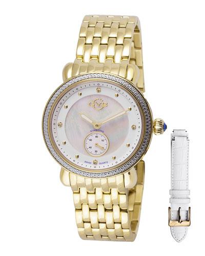 37mm Marsala Diamond Bracelet Watch, Golden