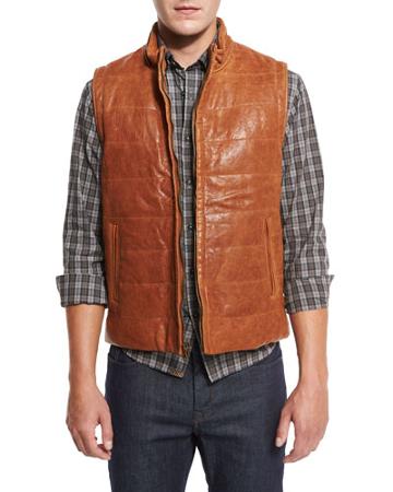 Quilted Leather Vest, Tobacco