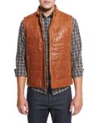 Quilted Leather Vest, Tobacco