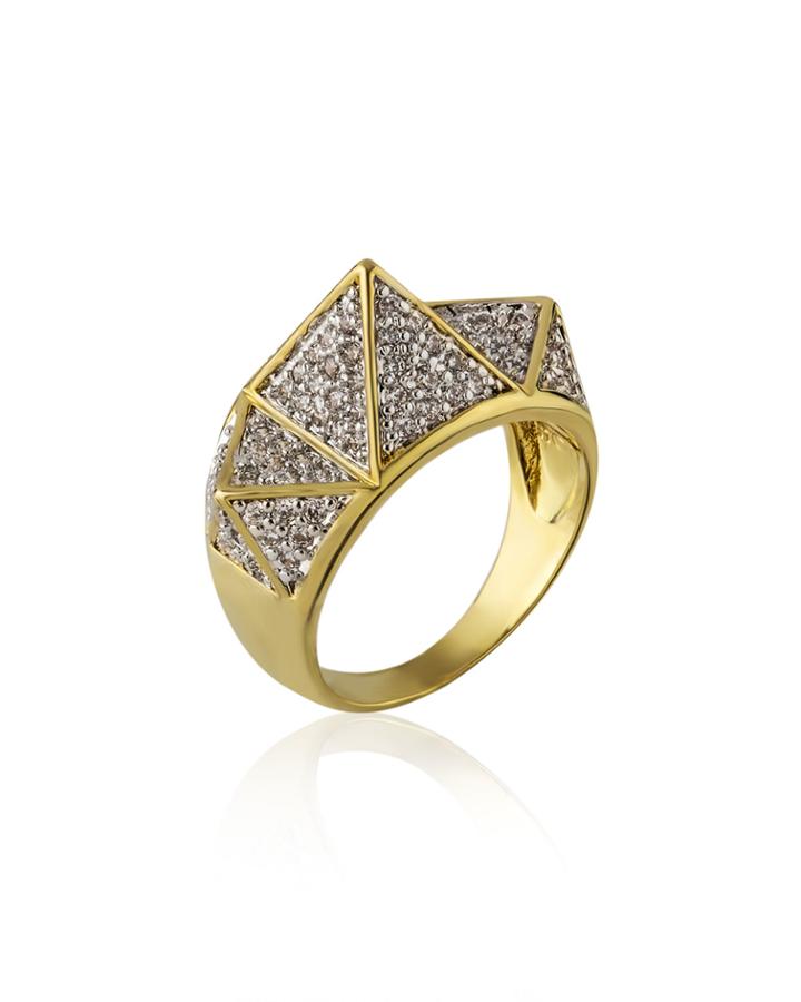 Pave 3-pyramid Ring,