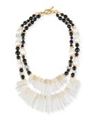 Two-strand Black Agate & Crystal Necklace