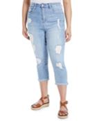 Distressed Cropped Straight-leg Jeans,