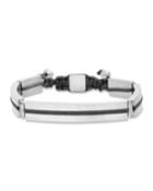 Men's Five-link Stainless Steel Cord Bracelet, Black